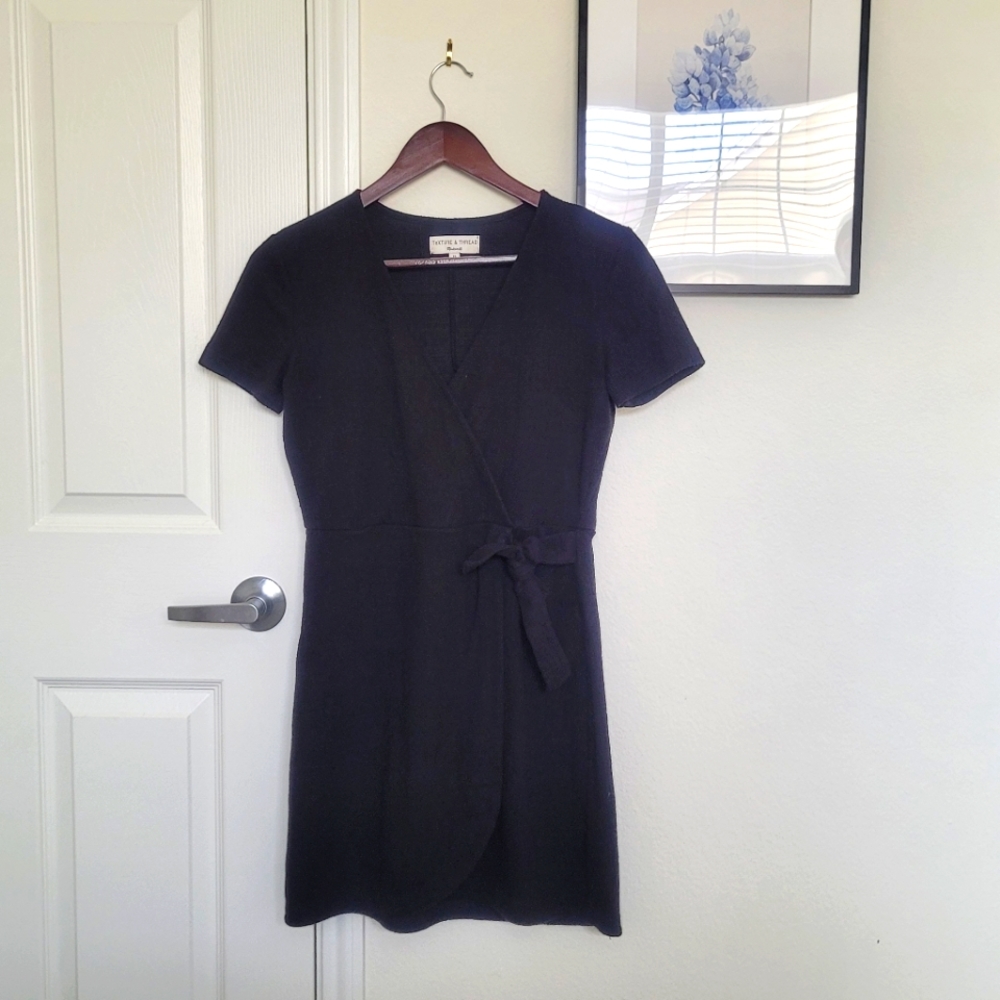 Faux Wrap Mini-Dress, Madewell, Black